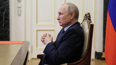 Russian President Vladimir Putin chairs a meeting with members of the Security Council, via video link in Moscow, Russia June 2, 2023. (Reuters)