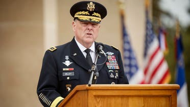 US Joint Chiefs of Staff chairman Gen. Mark Milley delivers a speech during a ceremony to mark the 79th anniversary of D-Day, June 6, 2023. (AP)