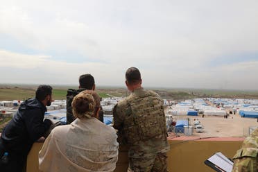 US CENTCOM Commander Gen. Erik Kurilla (R) visiting a camp, which holds ISIS relatives, in Syria's northeastern Hasakah province. (AFP)