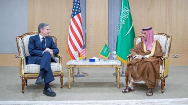 U.S. Secretary of State Antony Blinken meets with Saudi Arabia's Foreign Minister Prince Faisal bin Farhan at the GCC Secretariat in Riyadh, Saudi Arabia, June 7, 2023. (SPA)