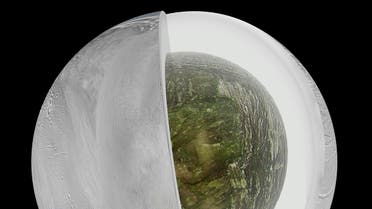 A diagram illustrates the possible interior of Saturn's moon Enceladus based on a gravity investigation by NASA's Cassini spacecraft and NASA's Deep Space Network, courtesy of NASA. (Reuters)