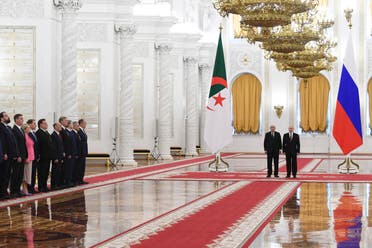   Russian President Vladimir Putin and his Algerian counterpart Abdelmadjid Tebboune