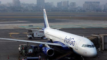 An IndiGo Airlines Airbus A320 aircraft is pictured parked at a gate at Mumbai’s Chhatrapathi Shivaji International Airport. (Reuters)
