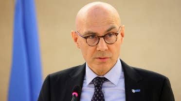 Volker Turk, United Nations High Commissioner for Human Rights, attends the Human Rights Council at the United Nations in Geneva, Switzerland, on February 27, 2023. (Reuters)