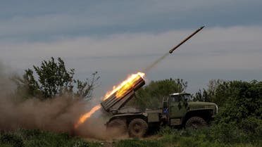 Ukrainian servicemen fire a BM-21 Grad multiple launch rocket system towards Russian troops, amid Russia's attack on Ukraine, near the frontline town of Bakhmut, Ukraine May 19, 2023. (Reuters)