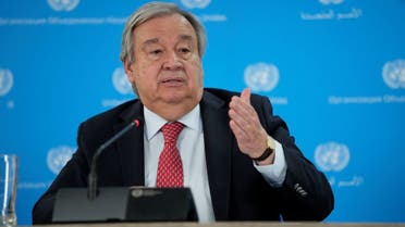 U.N. Secretary General Antonio Guterres addresses the media during a visit to the U.N. office in the capital Nairobi, Kenya, May 3, 2023. (AP)