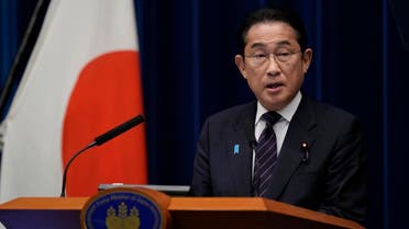 Japan’s Prime Minister Fumio Kishida speaks during a news conference at the prime minister’s office in Tokyo on June 21, 2023. (AFP)