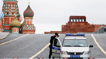 A police officer guards the closed Red Square in Moscow, Russia, June 24, 2023. (Reuters)