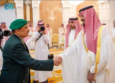 Saudi Arabia’s Crown Prince Mohammed bin Salman greets Eid al-Adha well wishers at Mina Palace. (SPA)