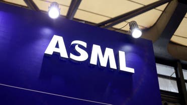 The logo of chip equipment maker ASML is seen at its booth during Semicon China, a trade fair for the semiconductor industry, in Shanghai, China June 29, 2023. (Reuters)
