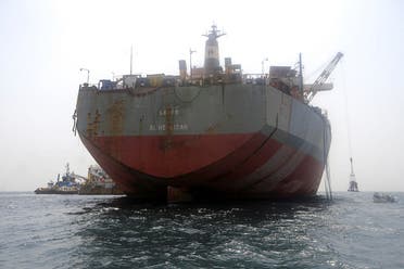 Decaying vessel FSO Safer is moored off the coasts of Ras Issa, Yemen, June 12, 2023. (Reuters)