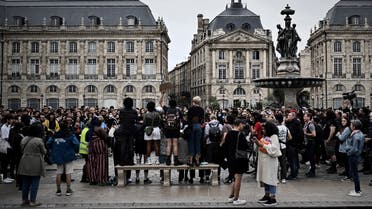 Protesters gather in Bordeaux, south-western France on June 30, 2023, following nationwide riots and incidents after a 17-year-old boy was shot in the chest by police at point-blank range in Nanterre, a western suburb of Paris. (AFP)