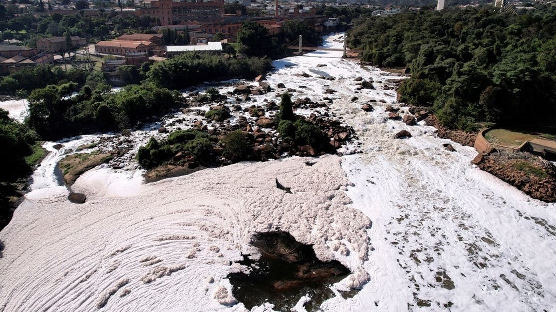 River is so polluted that it now has layer of toxic foam