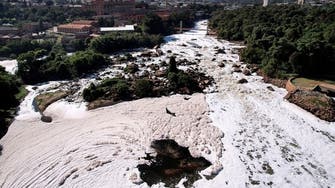 Thick clouds of toxic foam cover Brazilian river