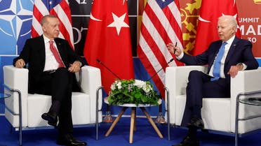 U.S. President Joe Biden meets with Turkish President Recep Tayyip Erdogan during the NATO summit in Madrid, Spain June 29, 2022. REUTERS/Jonathan Ernst