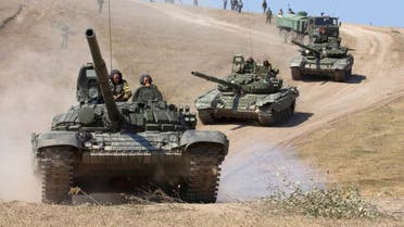 Russian soldiers in armored vehicles, are seen in the outskirts of Gori, northwest of the capital Tbilisi, Georgia, Tuesday, Aug. 19, 2008. (AP)