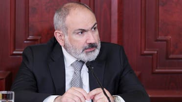 This handout photograph released by the Government of the Republic of Armenia on June 20, 2023, shows Prime Minister of Armenia Nikol Pashinyan answering questions in Yerevan from a parliamentary commission investigating the circumstances of the 2020 war with Azerbaijan for control of the breakaway Nagorno-Karabakh region. (AFP)