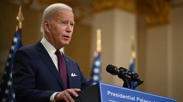US President Joe Biden addresses a joint press conference with Finland's President after the US-Nordic leaders summit in Helsinki on July 13, 2023. (AFP)