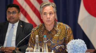 US Secretary of State Antony Blinken speaks during his meeting with South Korean Foreign Minister Park Jin and Japan’s Foreign Minister Yoshimasa Hayashi at their meeting in Jakarta on July 14, 2023. (AFP)