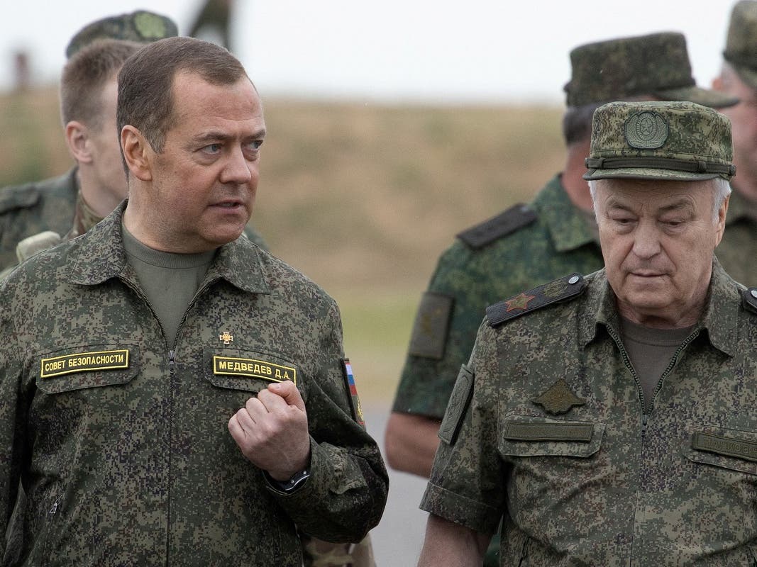 Beforehand ice coin Russia's Medvedev inspects military training ground for Ukraine-bound  soldiers | Al Arabiya English