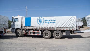 A general view of a World Food Programme (WFP) truck in Adama, Ethiopia, on January 12, 2023. (AFP)