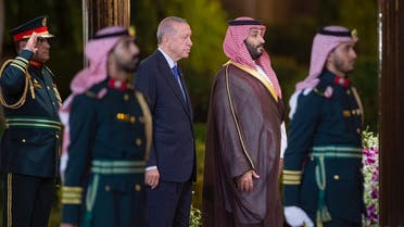 Saudi Crown Prince Mohammed bin Salman receives Turkish President Recep Tayyip Erdogan. (SPA)