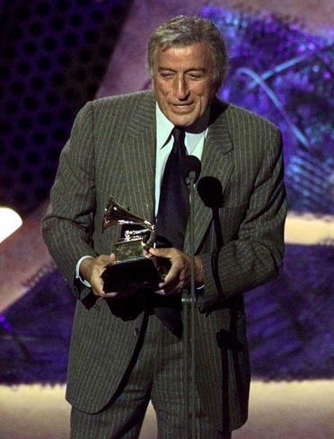Singer Tony Bennett gives his acceptance speech after being presented his Grammy Award during the pretelecast show at the 39th Grammy Awards in New York. (File photo: Reuters)