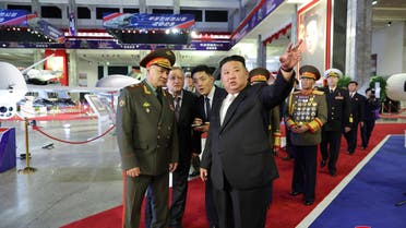 North Korean leader Kim Jong Un and Russia's Defense Minister Sergei Shoigu visit an exhibition of armed equipment on the occasion of the 70th anniversary of the Korean War armistice in this image released by North Korea's Korean Central News Agency on July 27, 2023. KCNA via REUTERS ATTENTION EDITORS - THIS IMAGE WAS PROVIDED BY A THIRD PARTY. REUTERS IS UNABLE TO INDEPENDENTLY VERIFY THIS IMAGE. NO THIRD PARTY SALES. SOUTH KOREA OUT. NO COMMERCIAL OR EDITORIAL SALES IN SOUTH KOREA.
