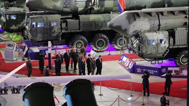 North Korean leader Kim Jong Un and Russia's Defense Minister Sergei Shoigu visit an exhibition of armed equipment on the occasion of the 70th anniversary of the Korean War armistice in this image released by North Korea's Korean Central News Agency on July 27, 2023. KCNA via REUTERS ATTENTION EDITORS - THIS IMAGE WAS PROVIDED BY A THIRD PARTY. REUTERS IS UNABLE TO INDEPENDENTLY VERIFY THIS IMAGE. NO THIRD PARTY SALES. SOUTH KOREA OUT. NO COMMERCIAL OR EDITORIAL SALES IN SOUTH KOREA.