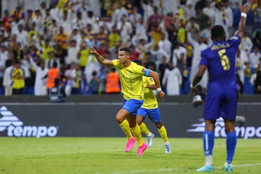 Cristiano Ronaldo celebrating after scoring for Al Nassr. (Twitter)