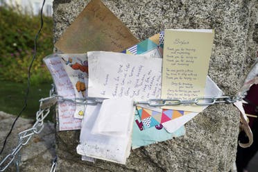 Messages left outside the former home of Sinead O'Connor ahead of the late singer's funeral, in Bray, Co Wicklow, Ireland, Tuesday, Aug. 8, 2023. (AP)