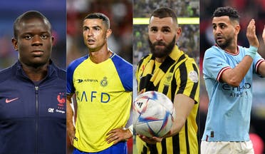 (L-R): N’golo Kante, Cristiano Ronaldo, Karim Benzema, Riyad Mahrez.