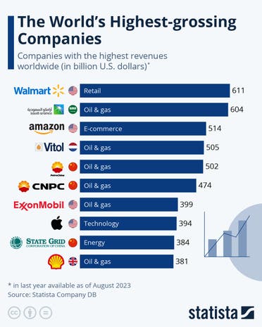 أكبر الشركات تسجيلاً للإيرادات