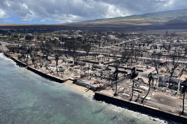 This photo provided by the Hawaii Department of Land and Natural Resources shows burnt areas in Lahaina on the Maui island, Hawaii, Friday, Aug. 11, 2023, following a wildfire. (AP)