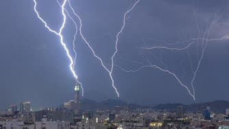 Watch: Mecca’s famous clock tower hit with lightning strike as storm rages on
