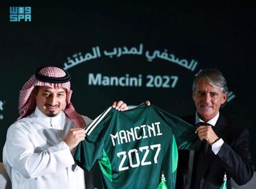 SAFF President Signs Contract with Mancini as New Coach of the Saudi National Football Team until 2027. (Twitter)