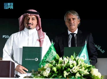 SAFF President Signs Contract with Mancini as New Coach of the Saudi National Football Team until 2027. (Twitter)