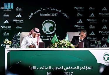 SAFF President Signs Contract with Mancini as New Coach of the Saudi National Football Team until 2027. (Twitter)