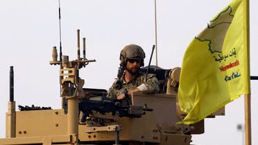 An American soldier sits on a military vehicle, at al-Omar oil field in Deir Al Zor, Syria March 23, 2019. Picture taken March 23, 2019. (Reuters)