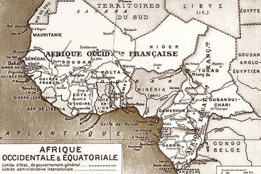 خريطة لمواقع المستعمرات الفرنسية بأفريقيا