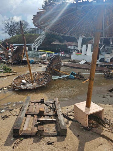 A view of the damage on the beach after a storm, in Arapya, Bulgaria, Tuesday, Sept. 5, 2023. (AP)