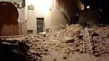 View of debris in the aftermath of an earthquake in Marrakech, Morocco September 9, 2023 in this screen grab from a social media video in this picture. (Reuters)