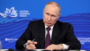 Russian President Vladimir Putin attends a meeting with representatives of business, officials and other participants of the 8th Eastern Economic Forum via a video link in Vladivostok, Russia, September 12, 2023. (Reuters)