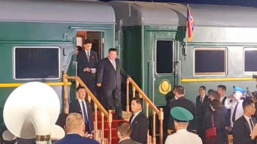 A view shows North Korean leader Kim Jong Un disembarking from his train in Russia and being greeted by Russian officials in the Primorsky region, Russia, in this still image from video published September 12, 2023. (Reuters)