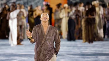 Designer Olivier Rousteing appears at his Spring-Summer 2023 ready-to-wear collection show for fashion house Balmain during Paris Fashion Week in Paris, France, on September 28, 2022. (Reuters)