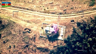 A still image from video, published by Azerbaijan’s Ministry of Defense, shows what it said to be an attack and neutralization of the military radio-technical node of the units of the armed forces of Armenia in the region of Nagorno-Karabakh, in this image taken from video published September 19, 2023. (Reuters)