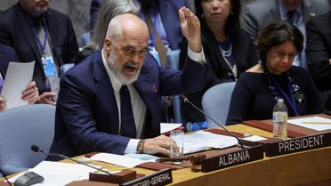 Albanian Prime Minister Edi Rama, serving as President of the United Nartions Security Council, responds after Russia's Ambassador to the United Nations Vasily Nebenzya spoke during a ministerial level meeting of the Security Council on the crisis in Ukraine at U.N. headquarters in New York, September 20, 2023. (Reuters)
