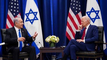 US President Joe Biden listens to Israeli Prime Minister Benjamin Netanyahu during a bilateral meeting on the sidelines of the 78th UN General Assembly in New York City, US, September 20, 2023. (Reuters)