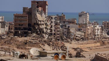 A view shows destroyed buildings in the aftermath of the deadly storm that hit Libya, in Derna, Libya, September 21, 2023. (Reuters)