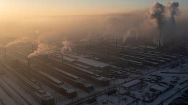 An aerial view shows a smelter of Rusal aluminium producer in the Siberian city of Krasnoyarsk, Russia, February 12, 2023. (Reuters)
